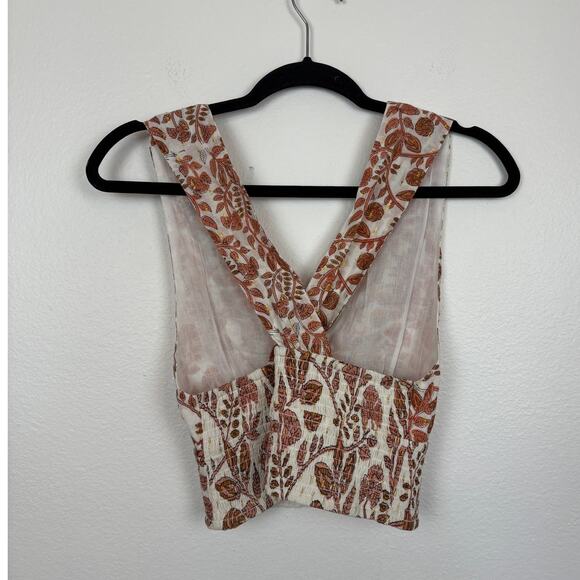 Marea Ash & Eden Smocked Printed Festival Gold Crop Top Medium - Picture 2 of 5
